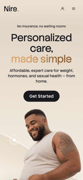 Nire telehealth home page on a phone