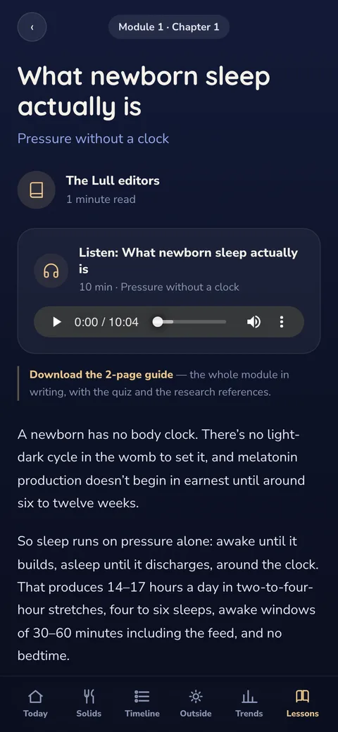A course chapter with its audio lesson