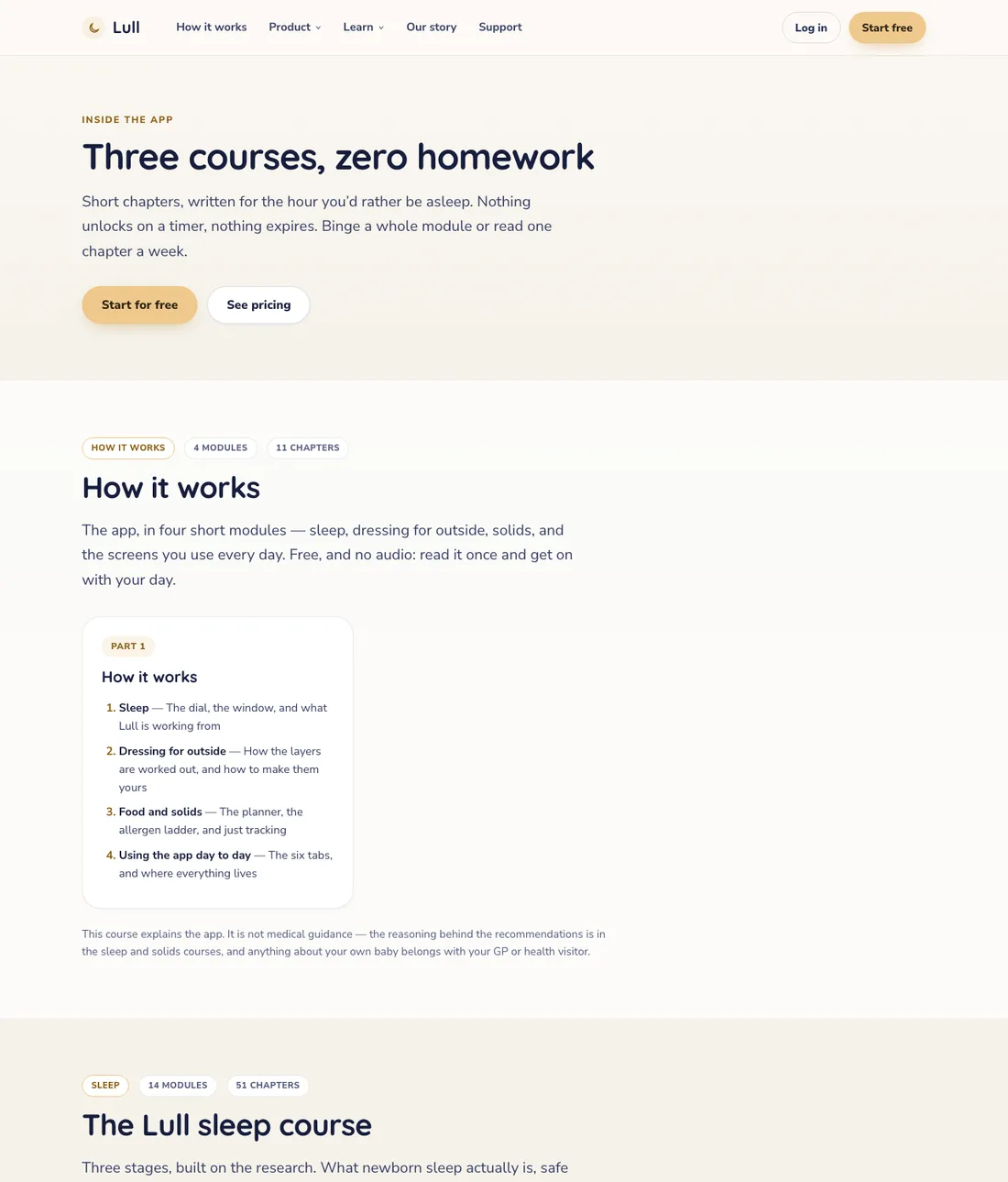 Courses page